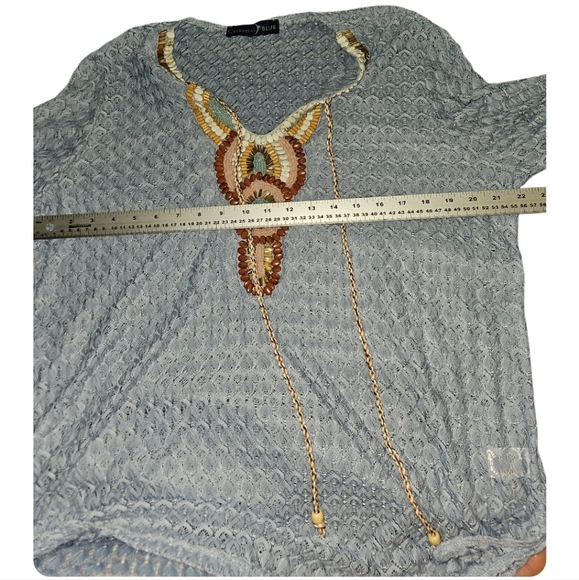 70s style Beaded Celestial Blue Crotchet Top Boho Bohemian - Picture 7 of 11